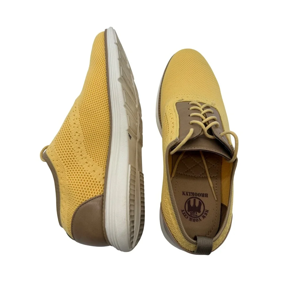Brooklyn 718 Knit Oxford Shoes Mens 8.5 Yellow Excellent Wingtip Sneakers